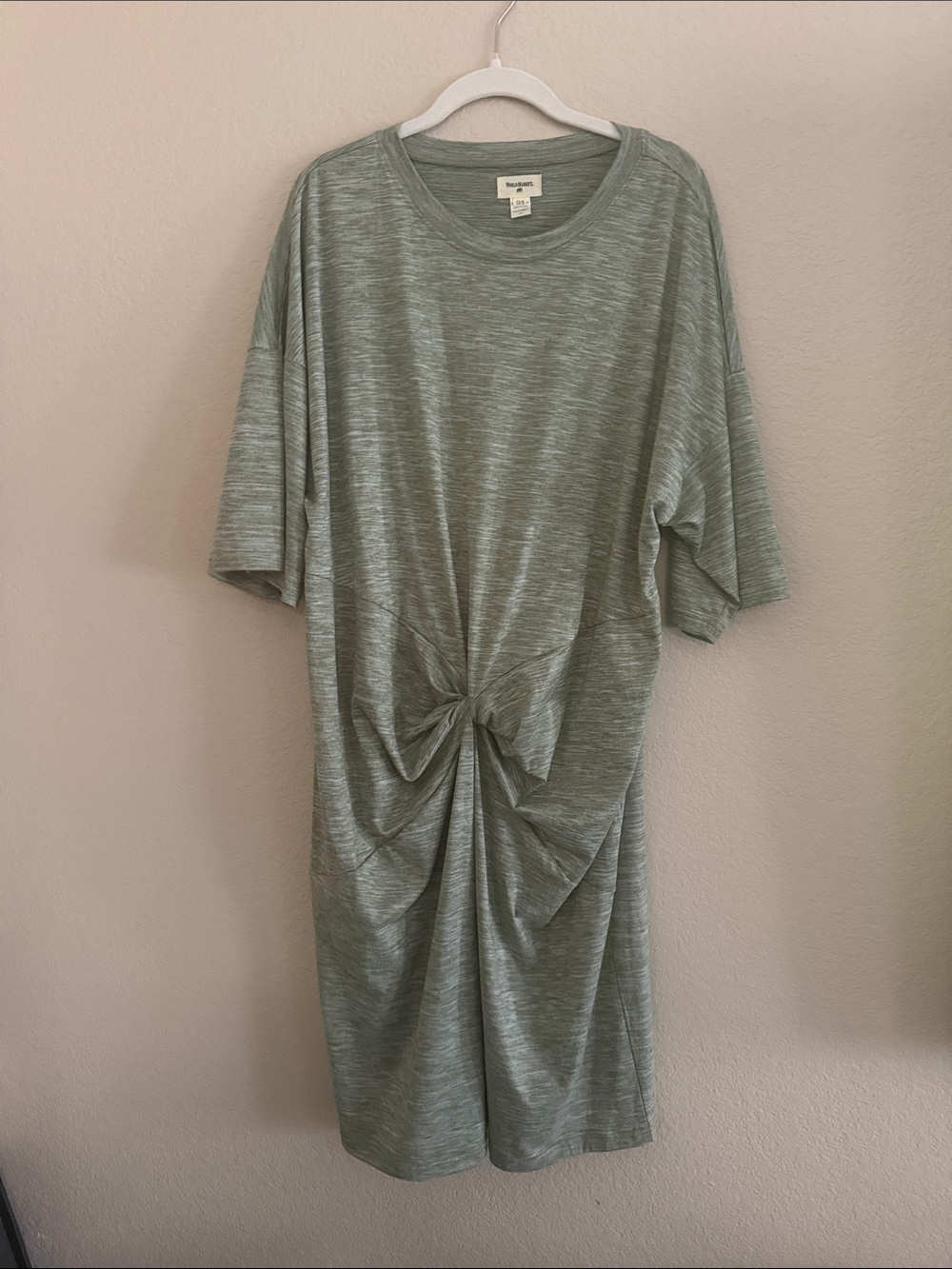 Cost Plus World Market Sage Green Knot-Front Midi Dress